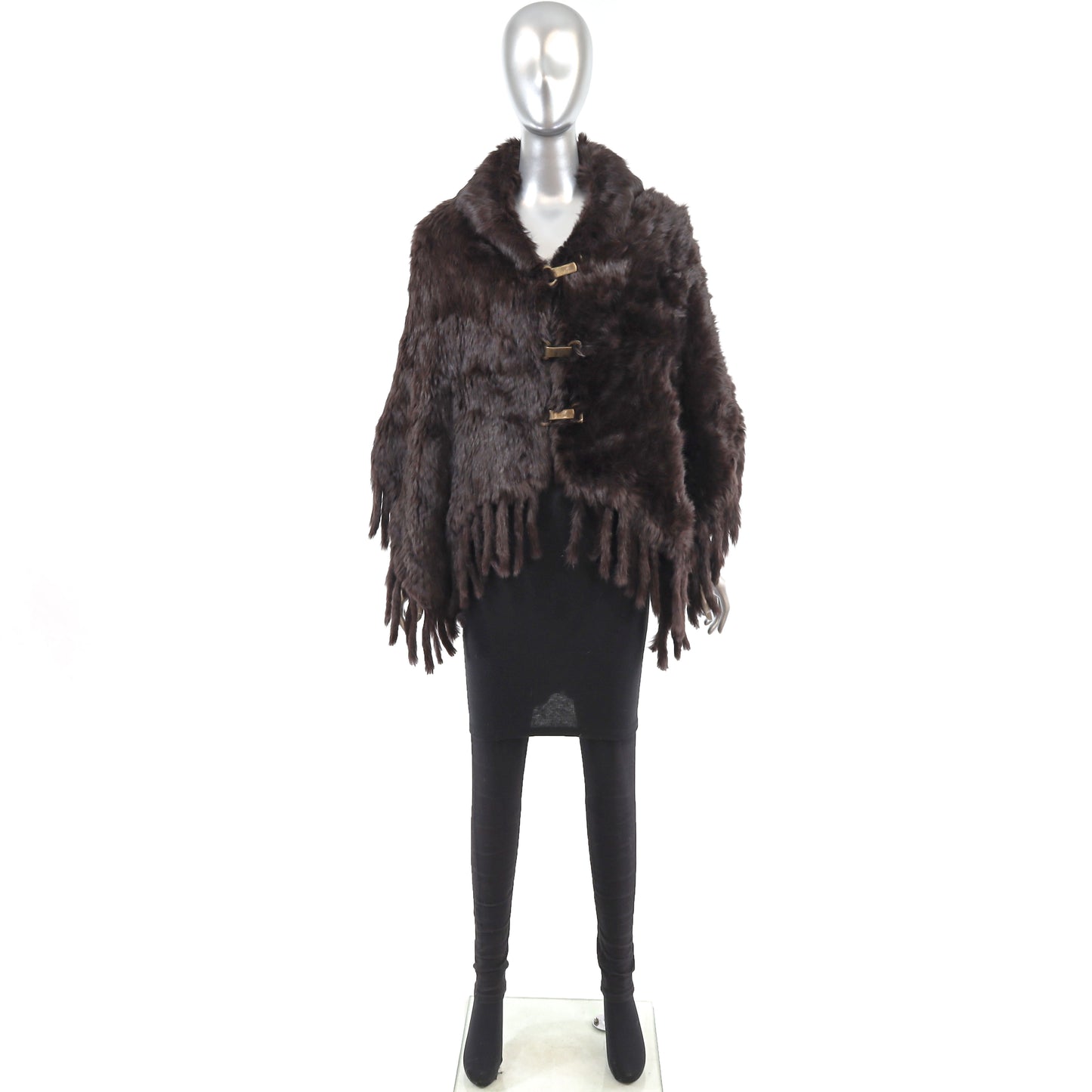 Dark Brown Knitted Rabbit Cape- Size S