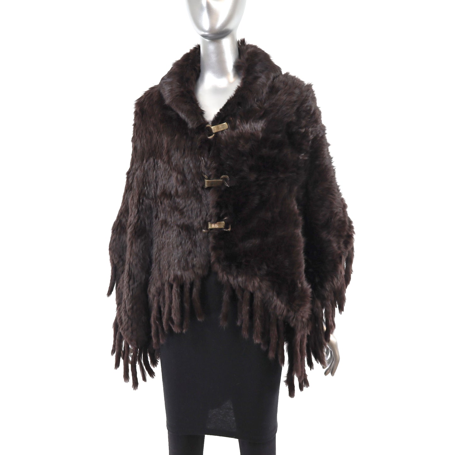 Dark Brown Knitted Rabbit Cape- Size S