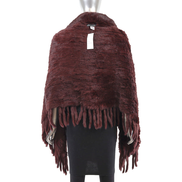 Maroon Knitted Rabbit Cape- Size S