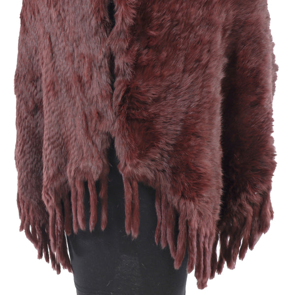 Maroon Knitted Rabbit Cape- Size S