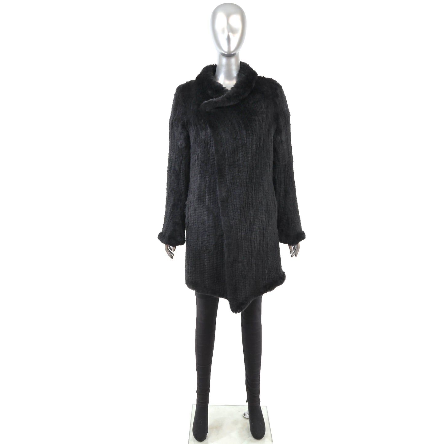 Black Knitted Rabbit Coat- Size S-M