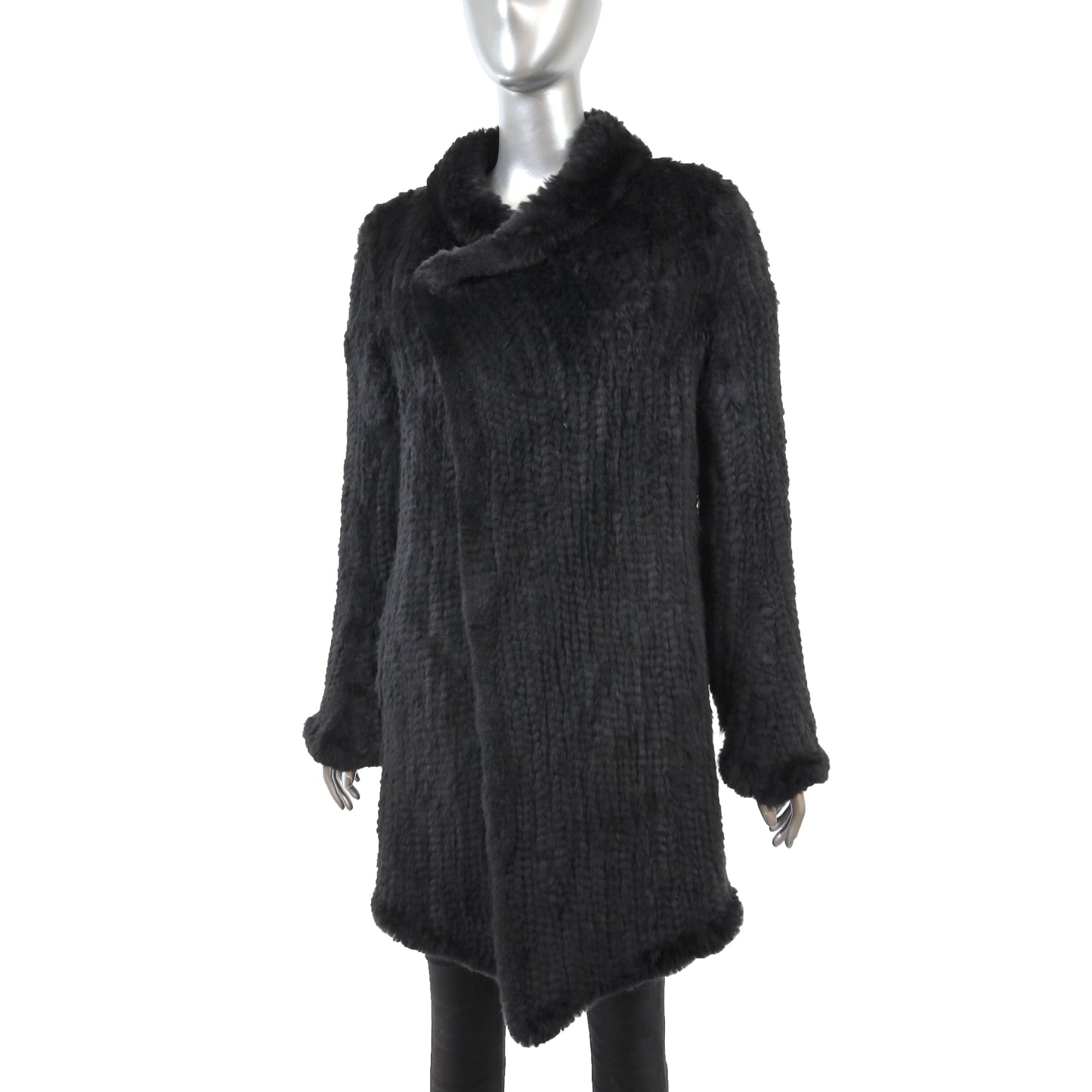 Black Knitted Rabbit Coat- Size S-M