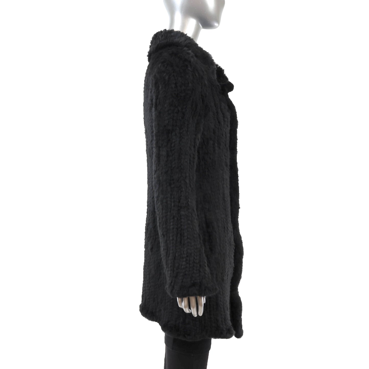 Black Knitted Rabbit Coat- Size S-M