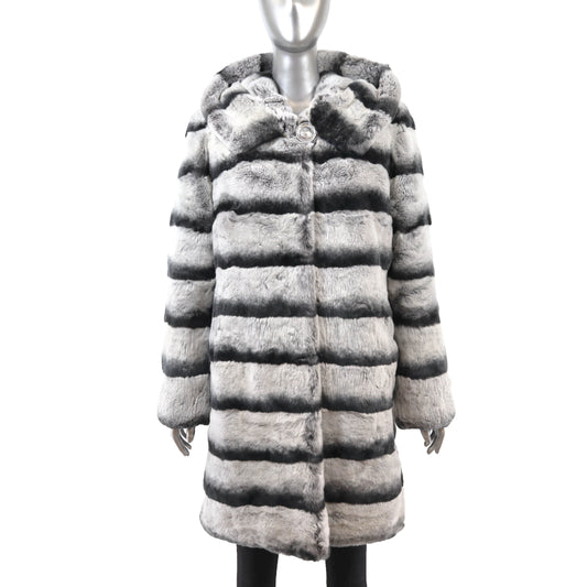 Hooded Rex Rabbit Coat- Size S