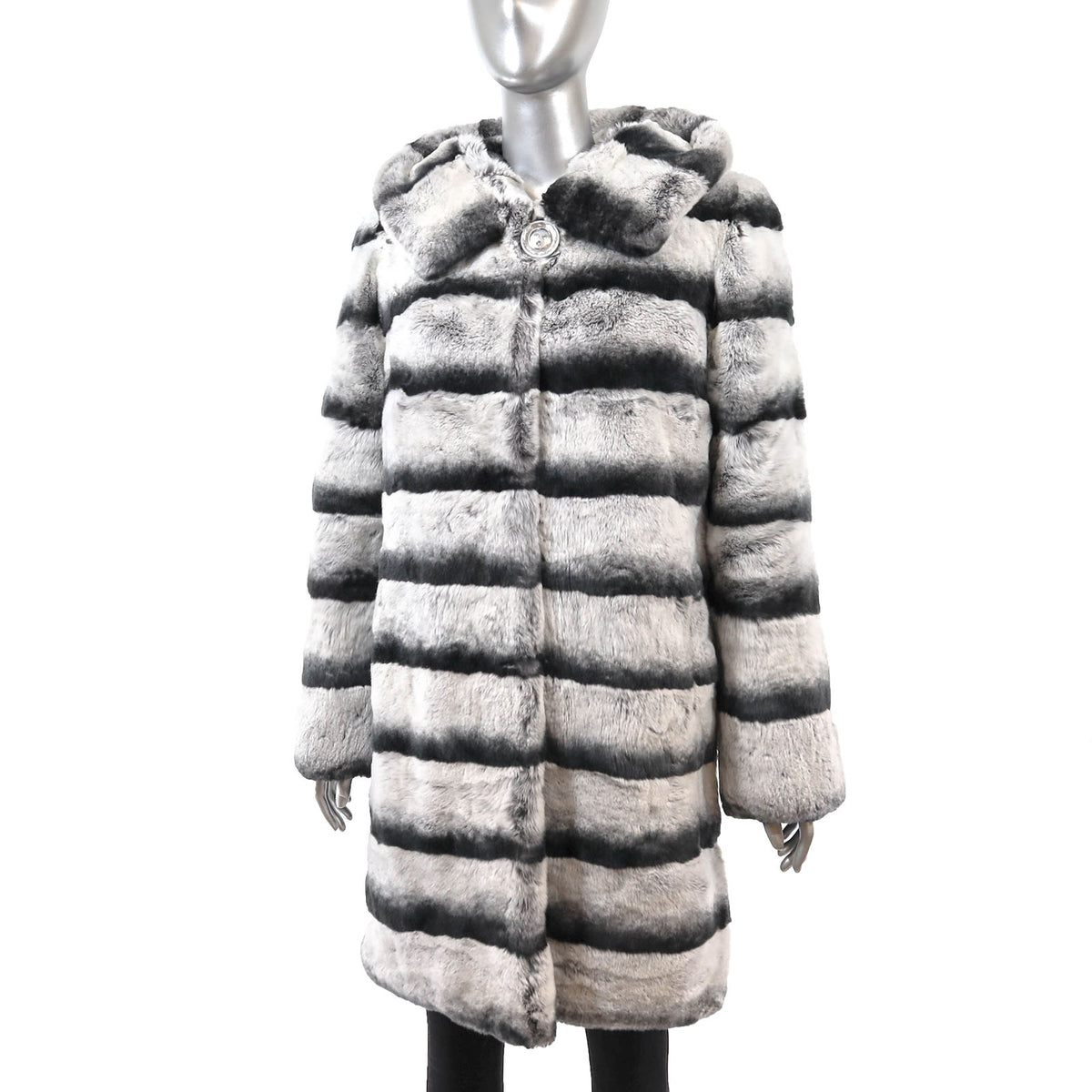 Hooded Rex Rabbit Coat- Size S