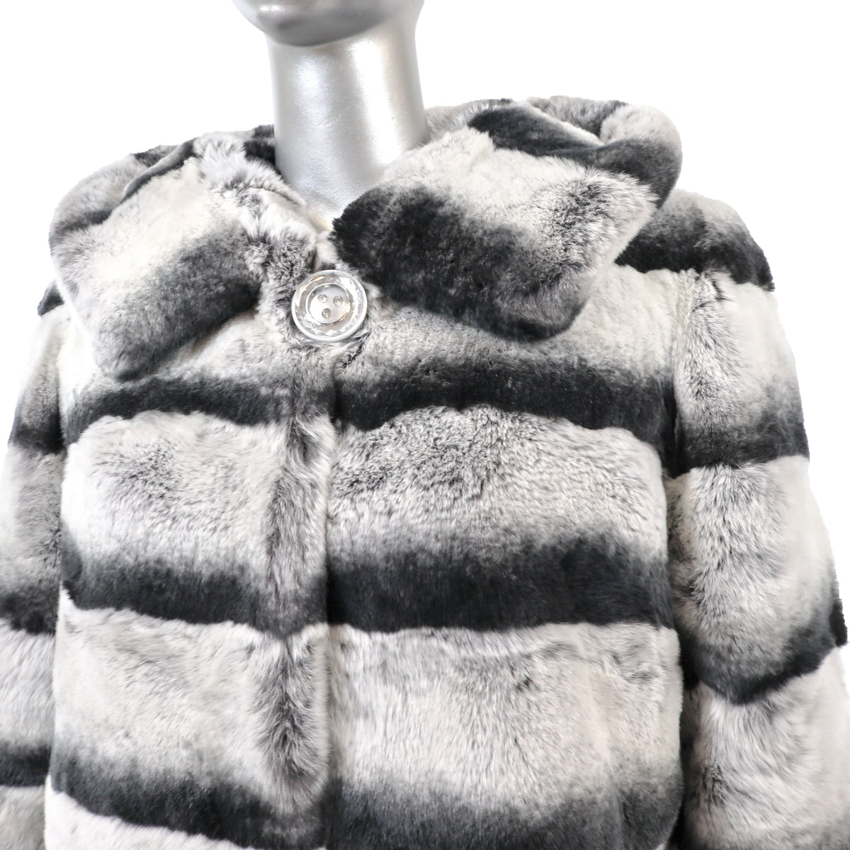 Hooded Rex Rabbit Coat- Size S