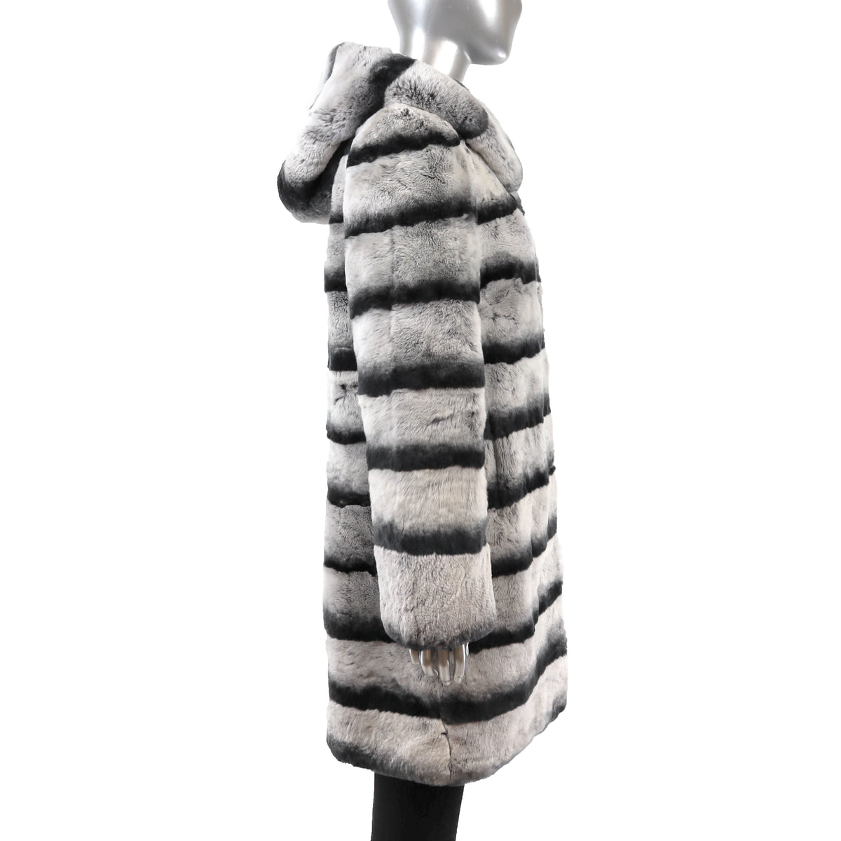 Hooded Rex Rabbit Coat- Size S