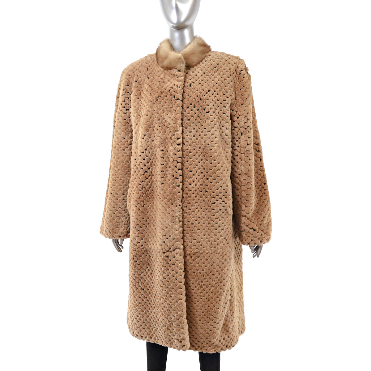 Rex Rabbit Coat with Mink Collar- Size L
