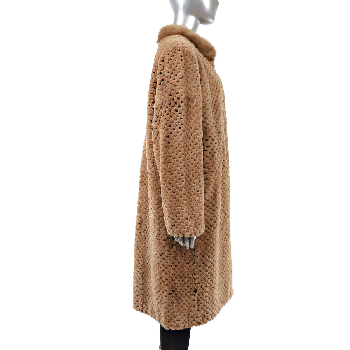 Rex Rabbit Coat with Mink Collar- Size L