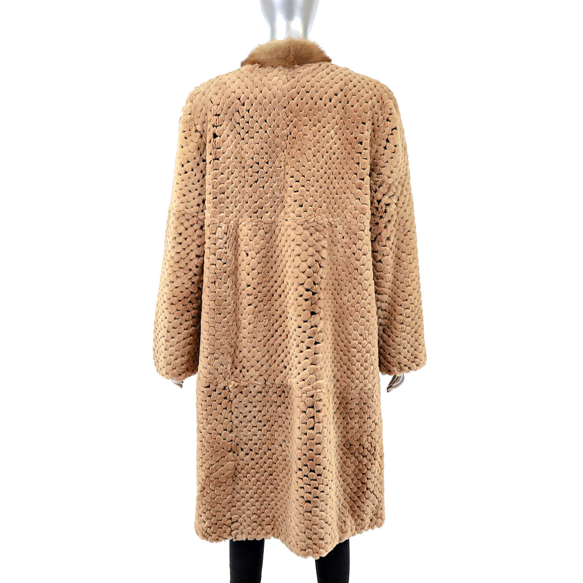 Rex Rabbit Coat with Mink Collar- Size L