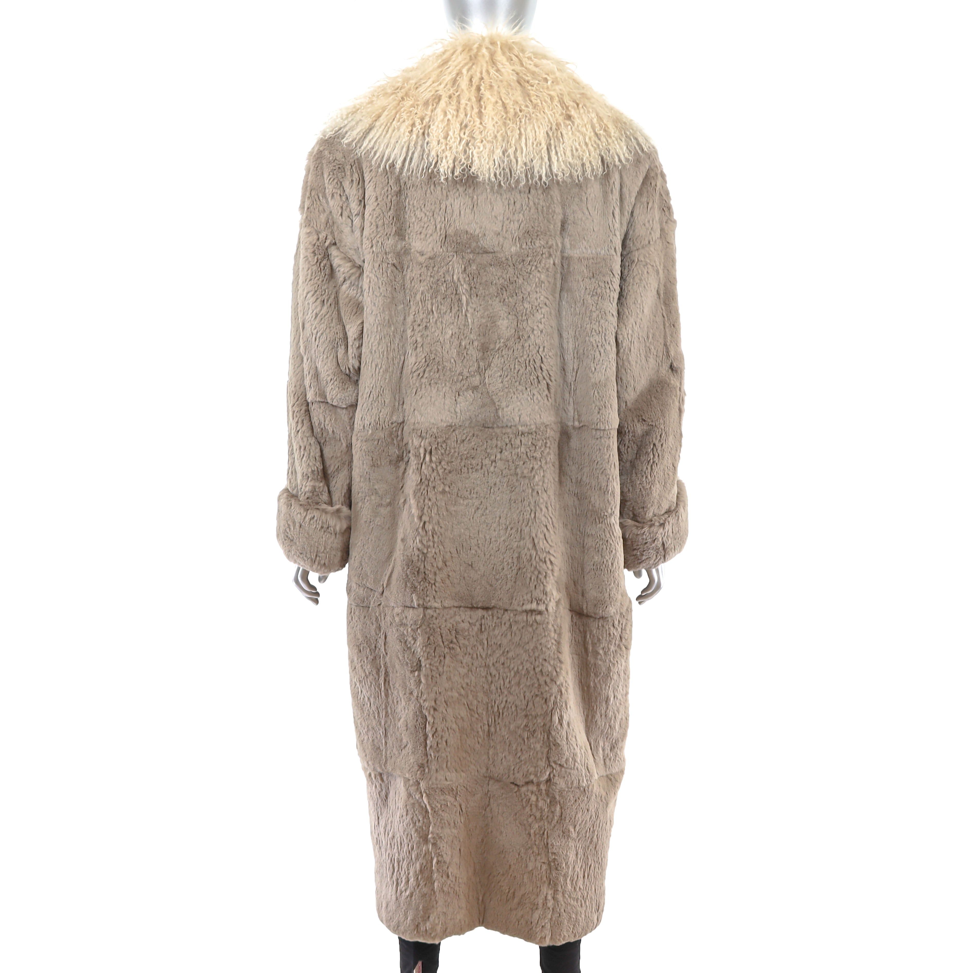 High End Blue Gray Sheared Beaver Fur Coat Full Length 49 M/L