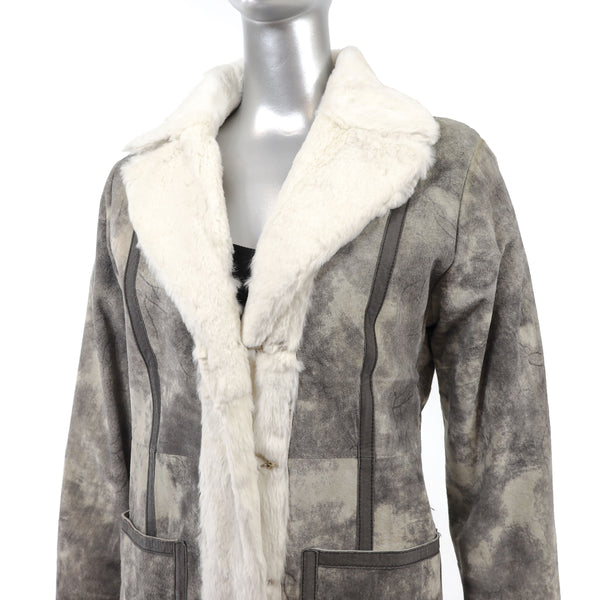 Grey Hide Out Rabbit Coat- Size XS