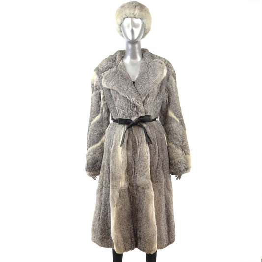 Grey Rabbit Coat with Matching Hat- Size S