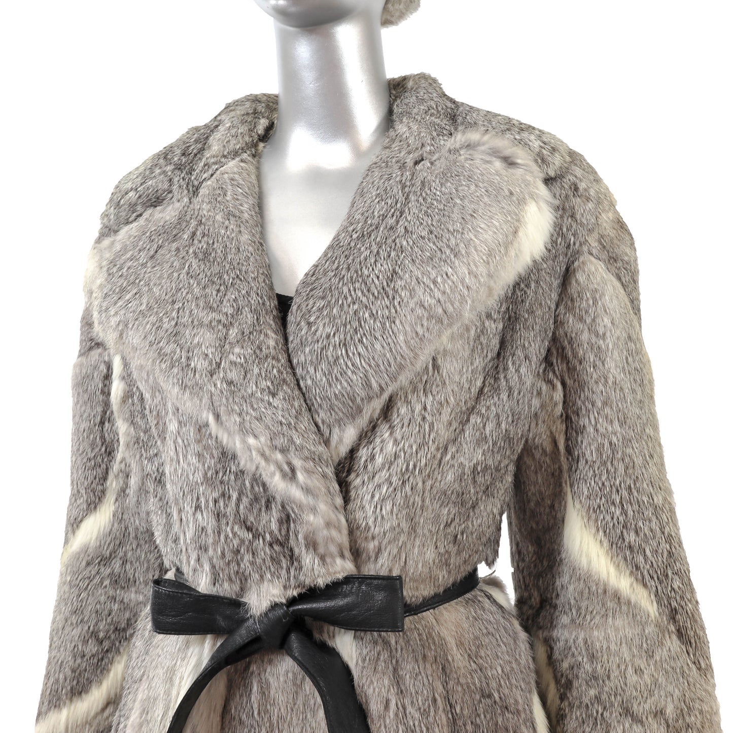 Grey Rabbit Coat with Matching Hat- Size S