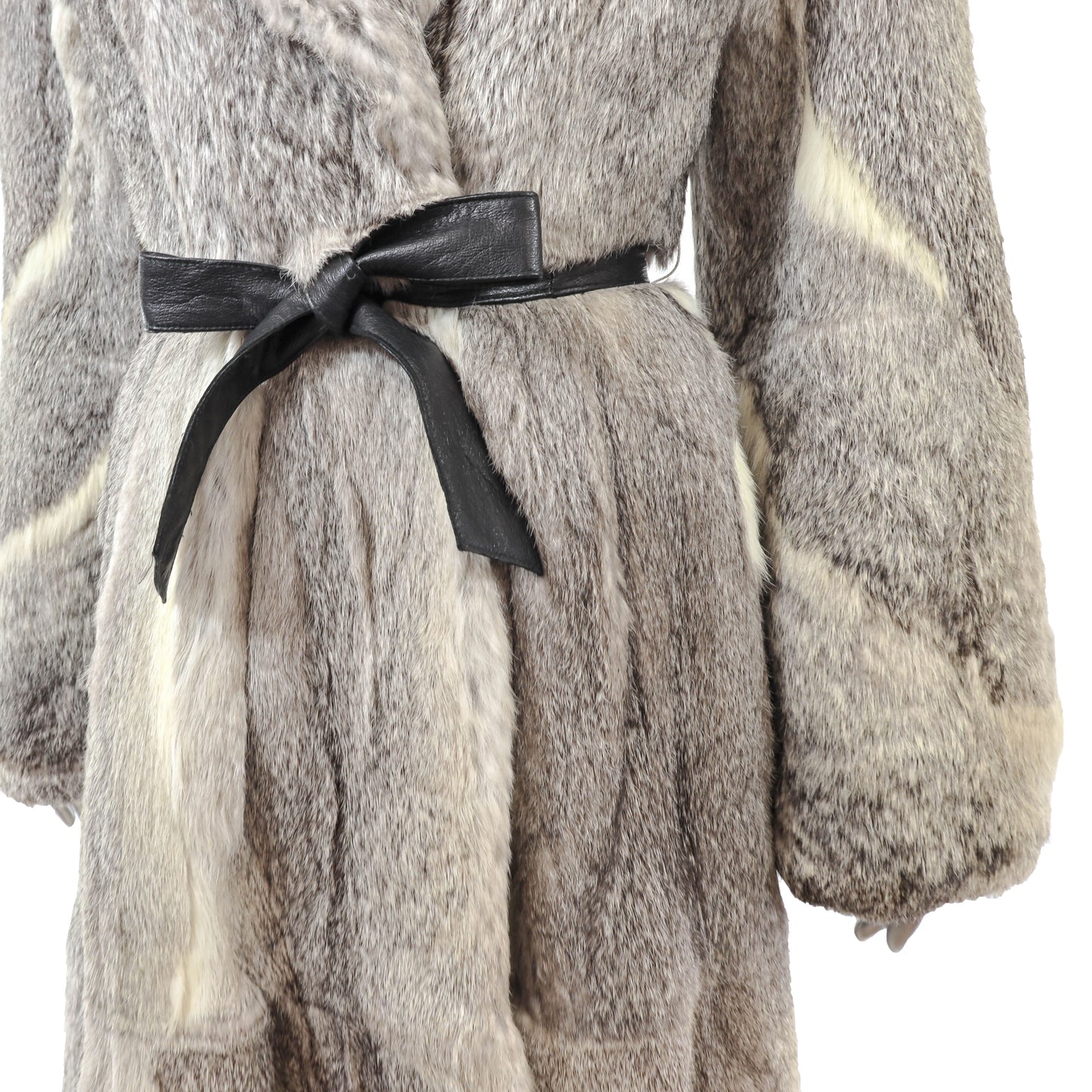 Grey Rabbit Coat with Matching Hat- Size S