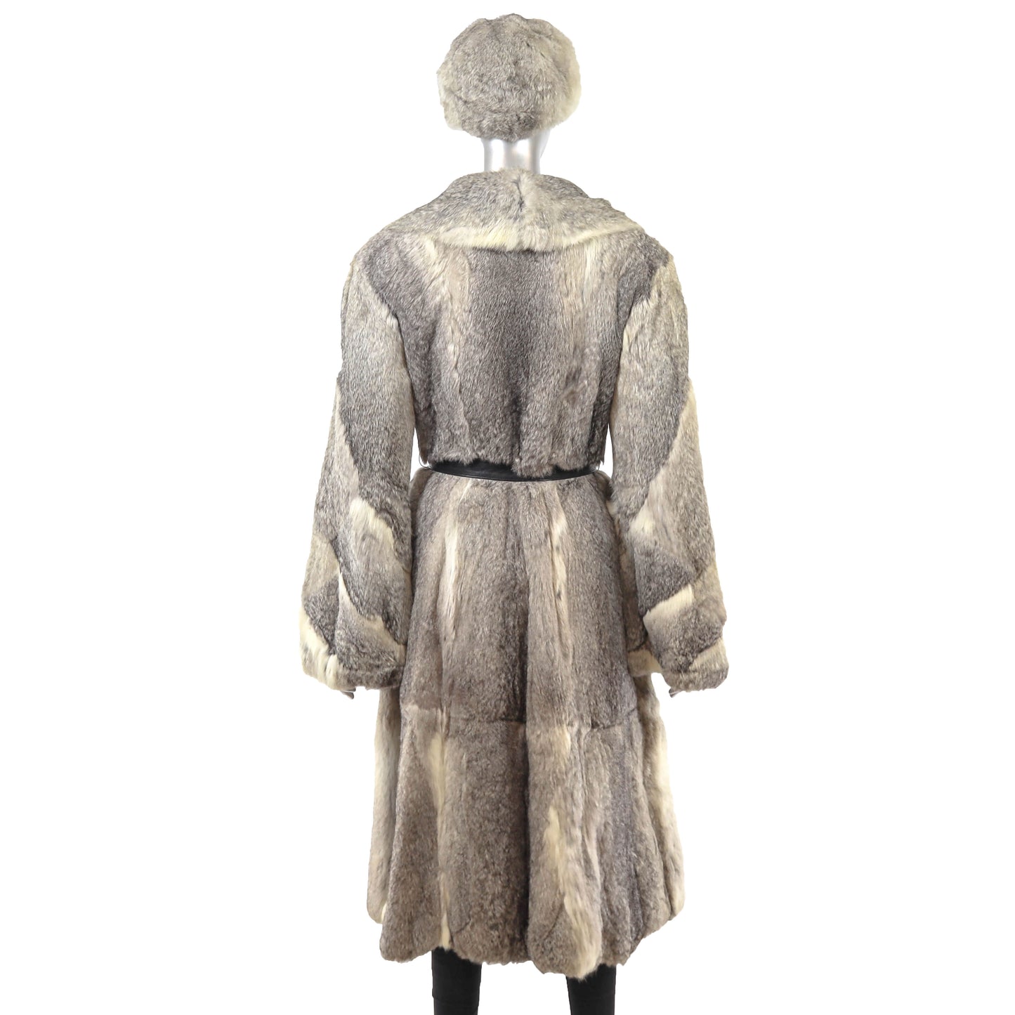 Grey Rabbit Coat with Matching Hat- Size S