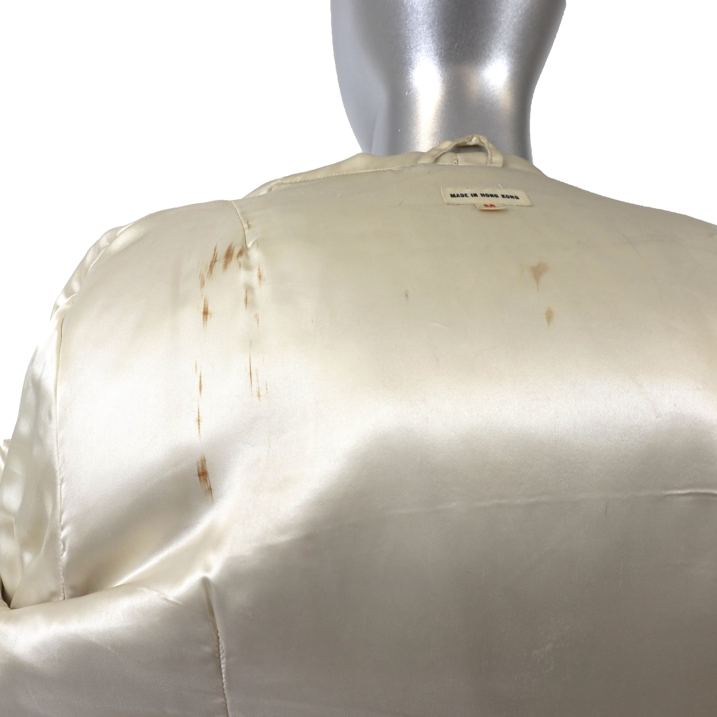 Beige Hooded Rabbit Jacket with Fox Trim- Size M