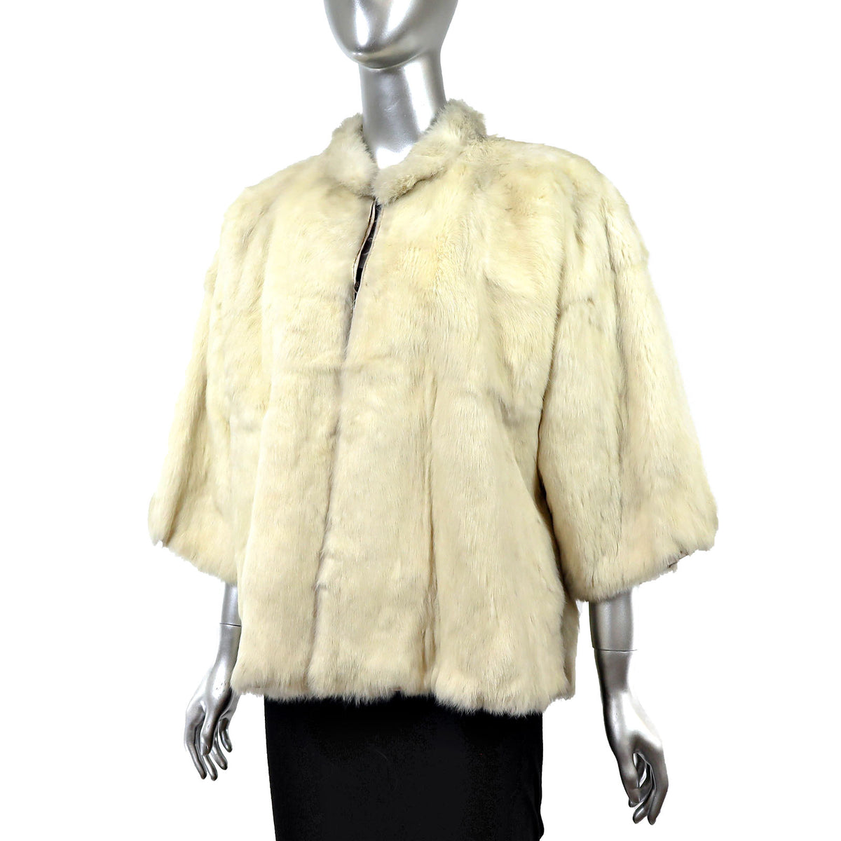 Ivory Reversible Rabbit Jacket- Size L