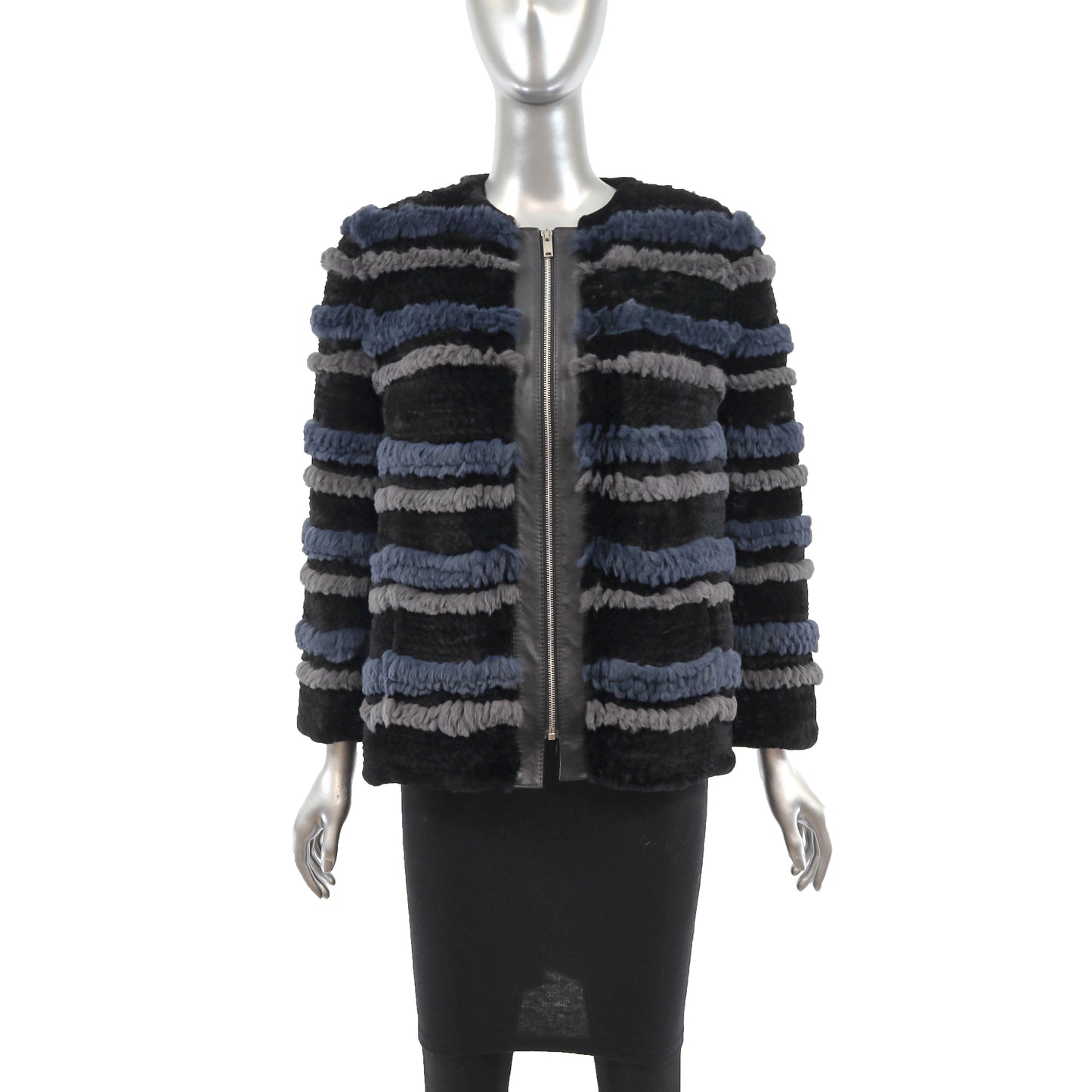 Knitted Multicolor Rex Rabbit Jacket- Size S