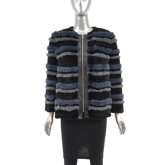 Knitted Multicolor Rex Rabbit Jacket- Size S