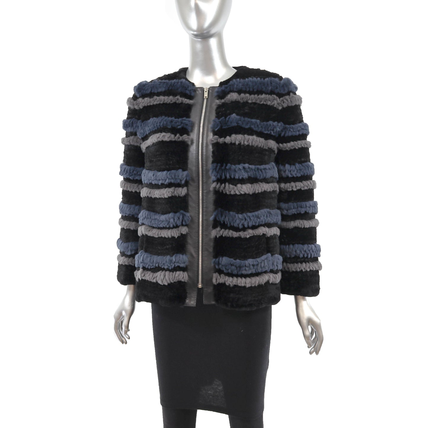 Knitted Multicolor Rex Rabbit Jacket- Size S