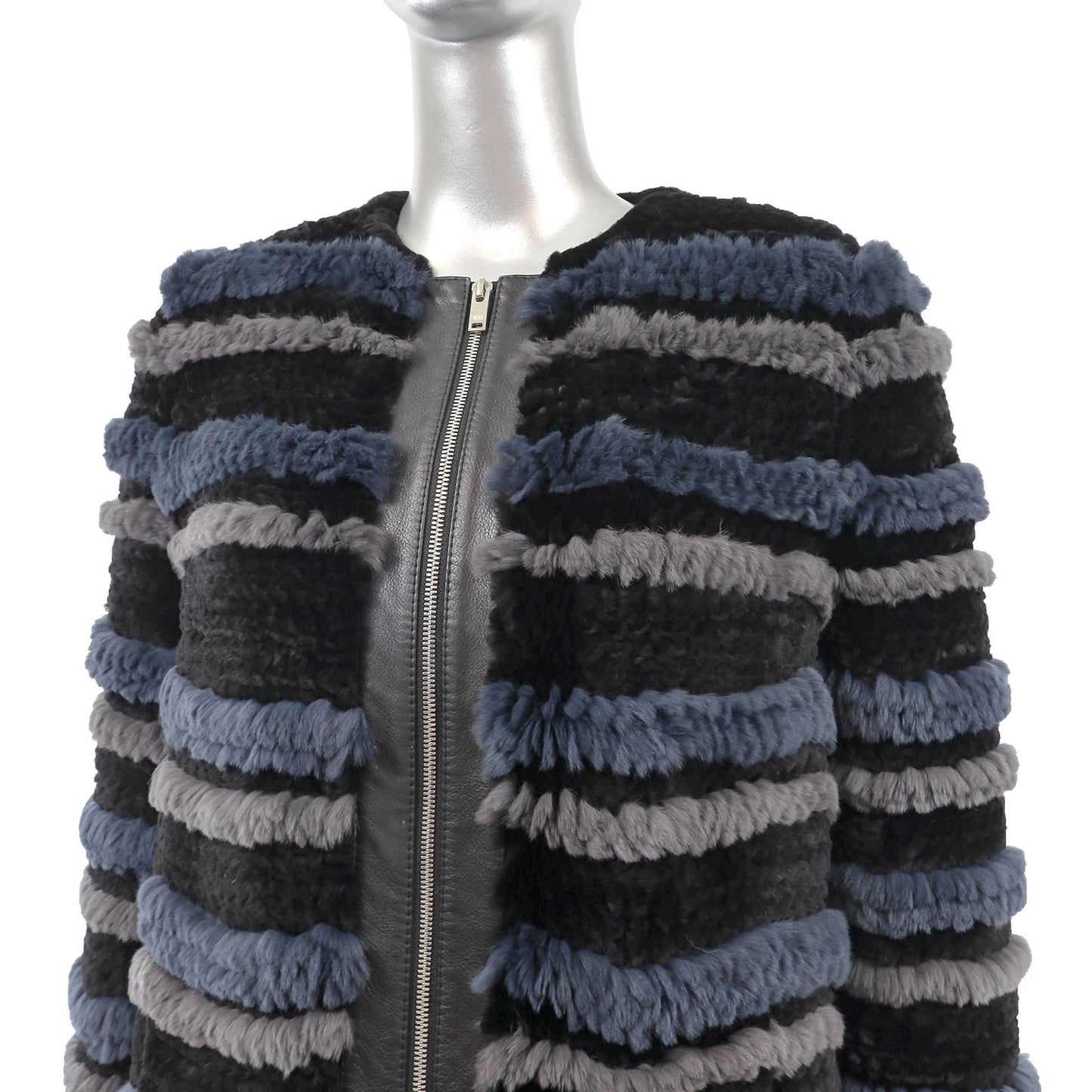 Knitted Multicolor Rex Rabbit Jacket- Size S