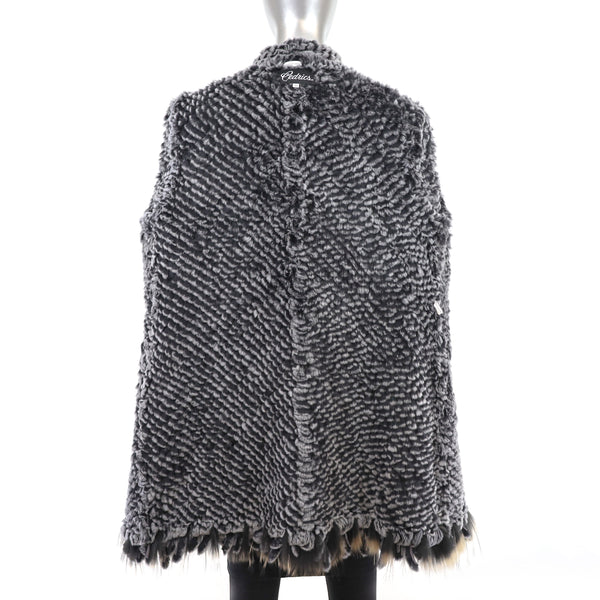 Knitted Rex Rabbit Jacket with Raccoon Trim- Size M