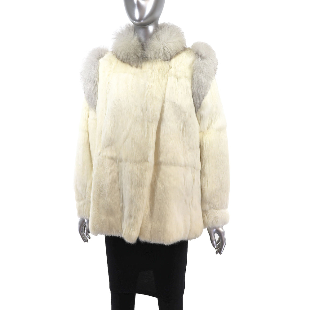 Rabbit Jacket with Fox Trim- Size S