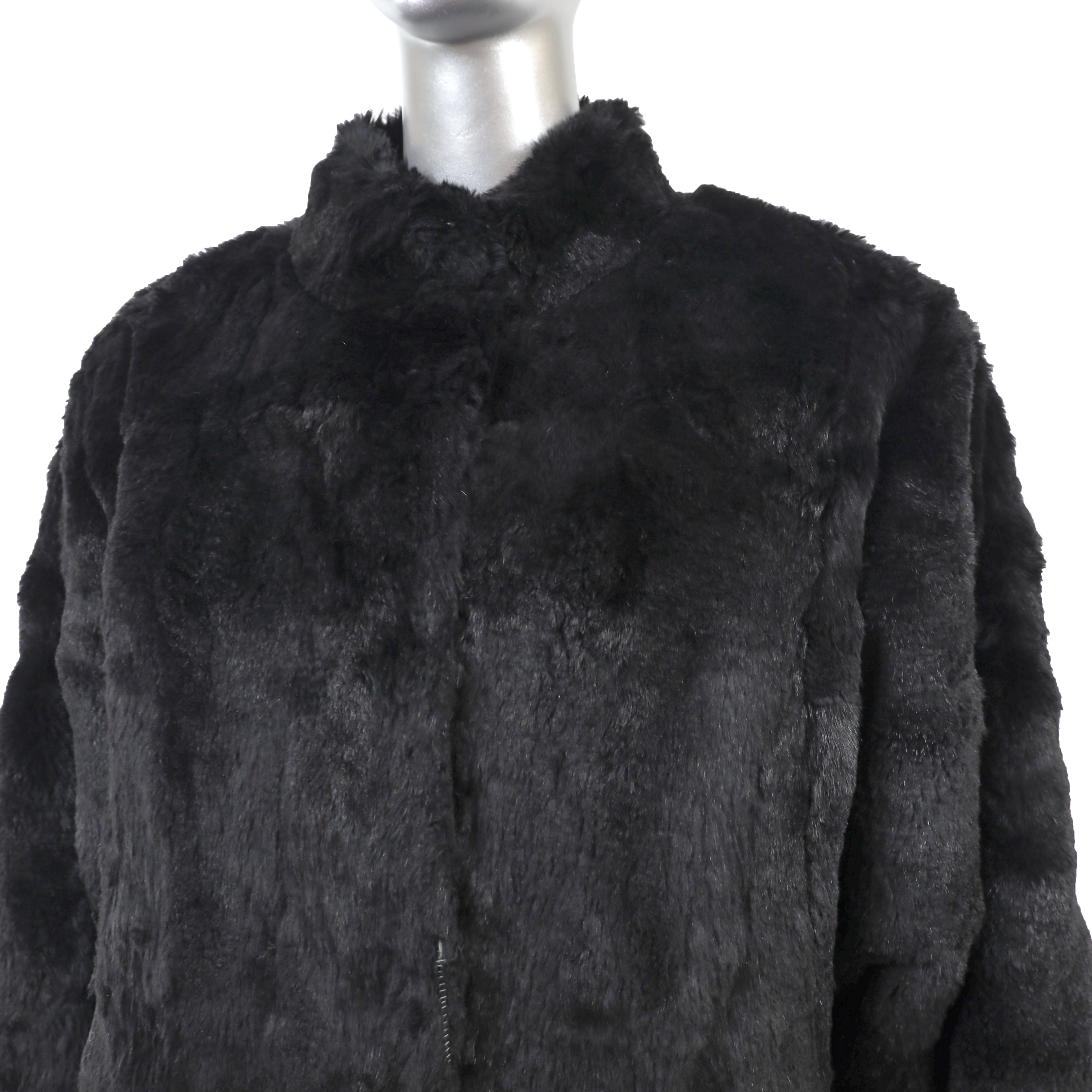 Cocoon Rabbit Jacket Black Rabbit Jacket- Size L | VintageFurs
