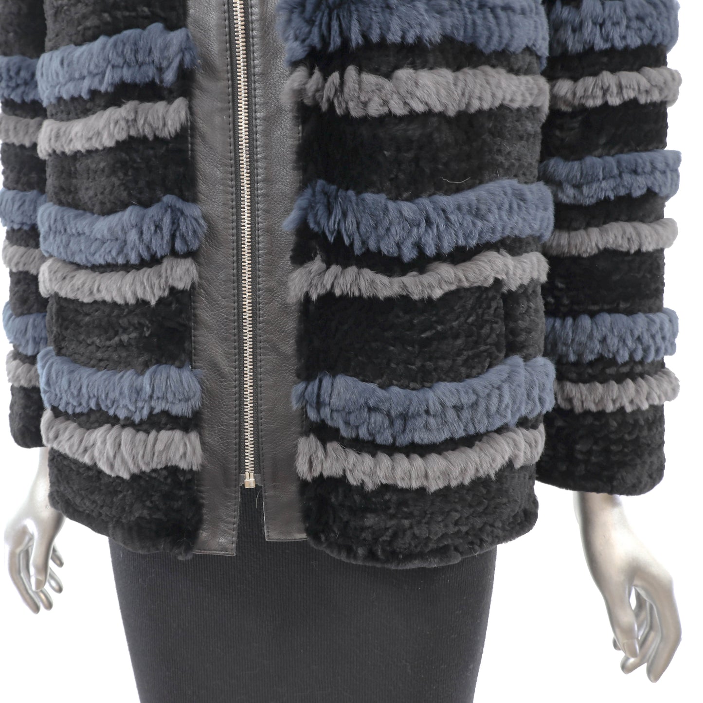 Knitted Multicolor Rex Rabbit Jacket- Size S