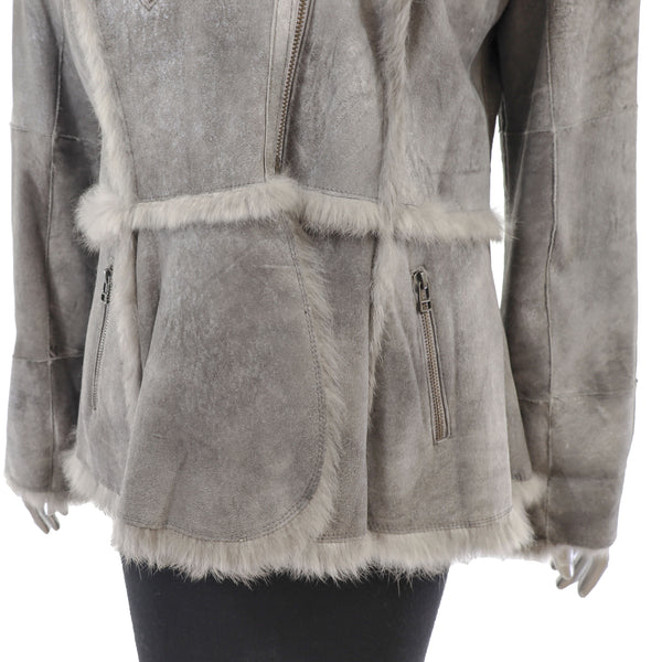 Grey Hide Out Rabbit Jacket with Hood- Size M