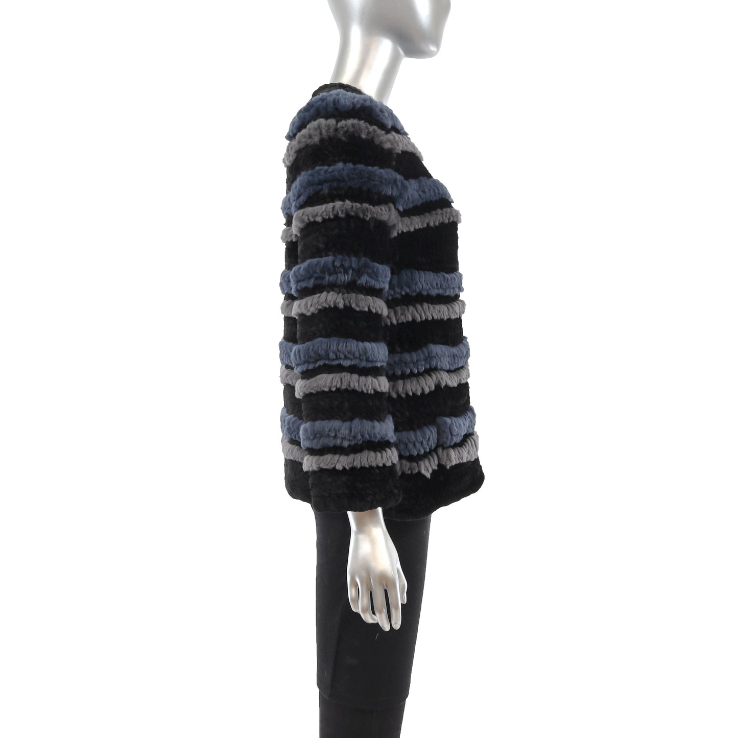 Knitted Multicolor Rex Rabbit Jacket- Size S