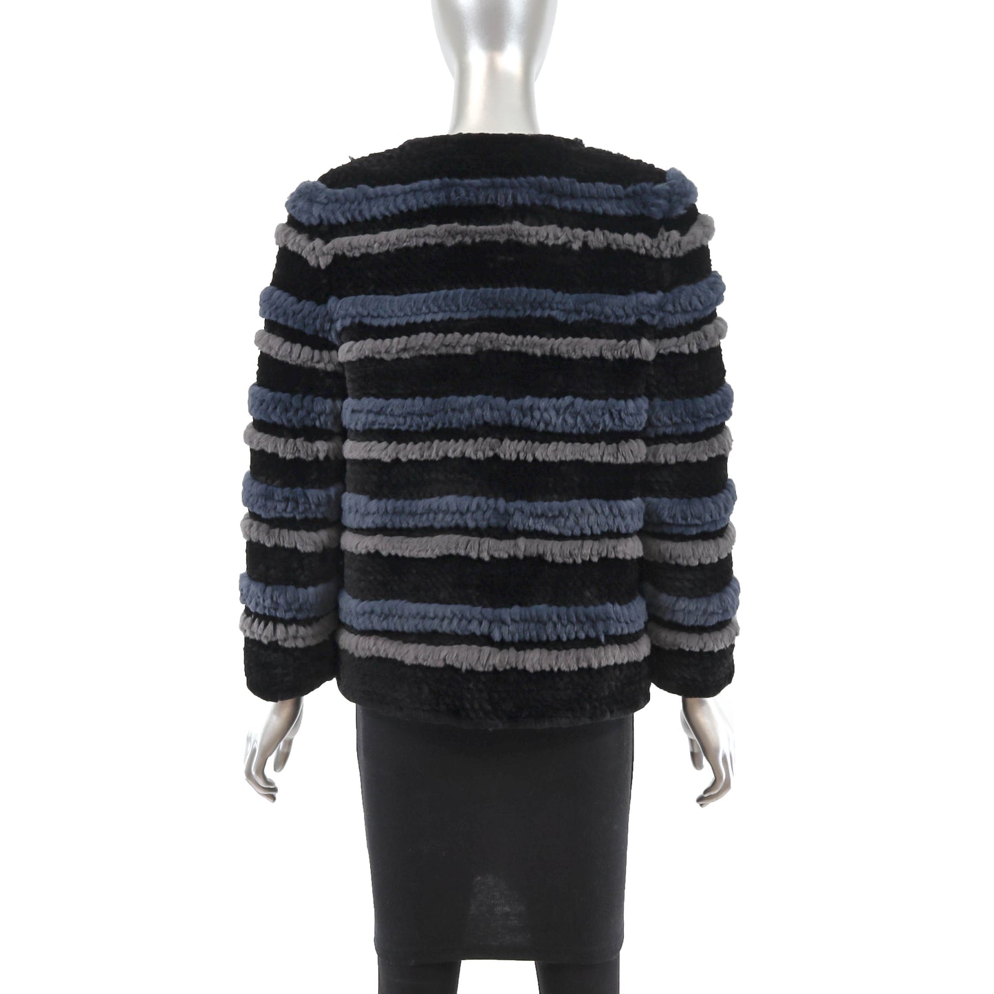 Knitted Multicolor Rex Rabbit Jacket- Size S