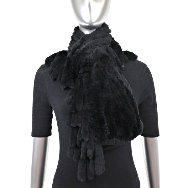 Black Knitted Rabbit Scarf- Size Free