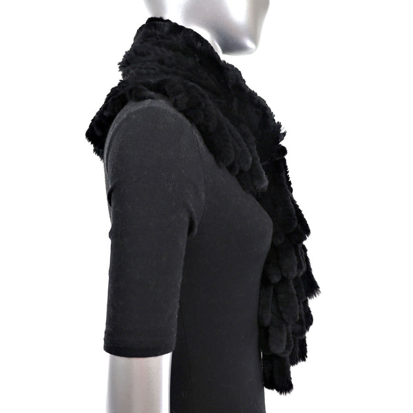 Black Knitted Rabbit Scarf- Size Free