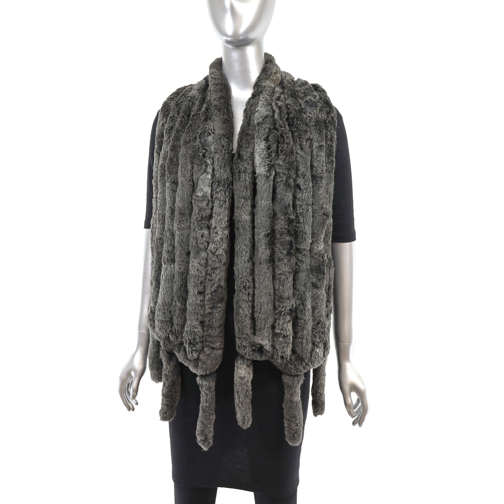 Saks Fifth Avenue Dark Green Rabbit Scarf- Size Free