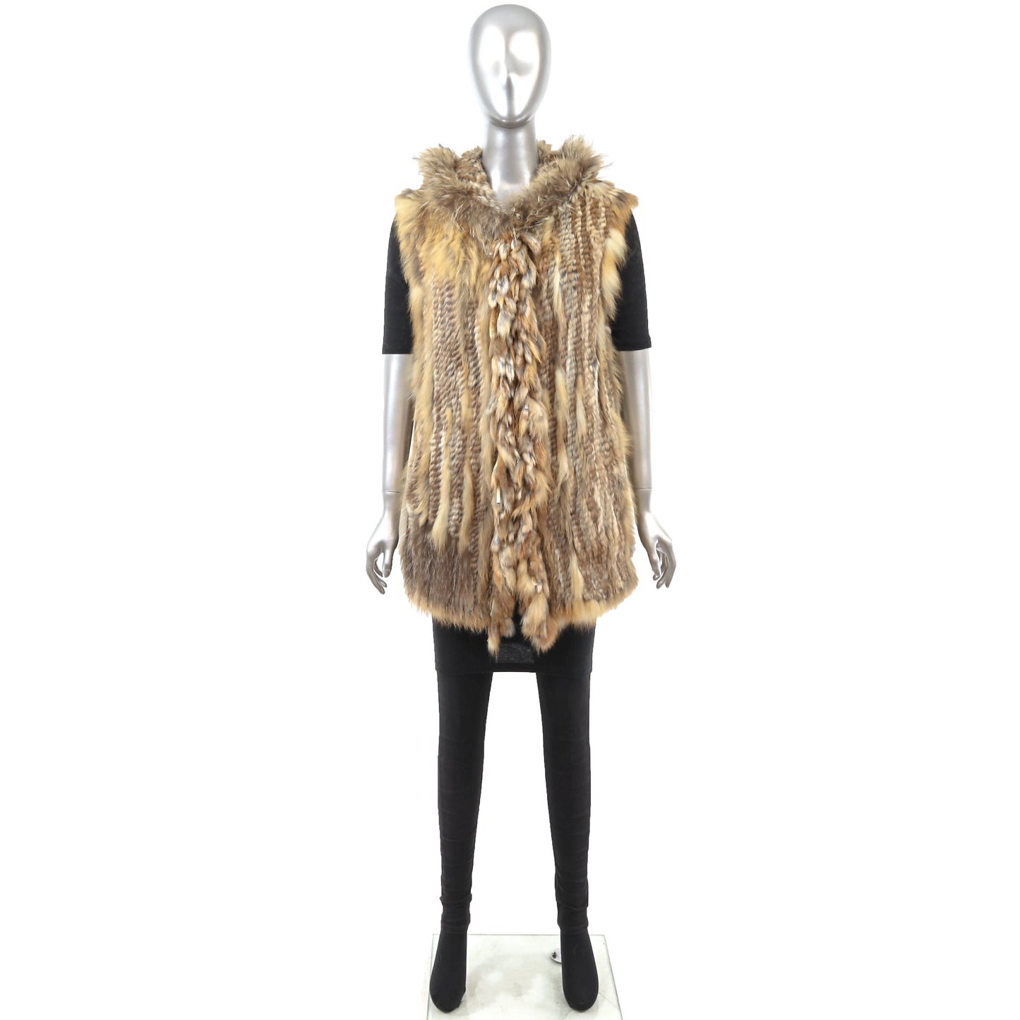 Knitted Hooded Rabbit Vest- Size M