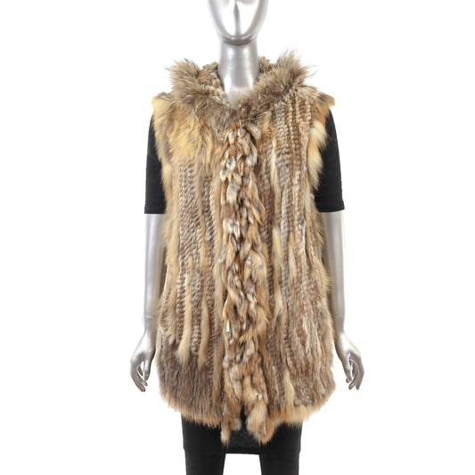 Knitted Hooded Rabbit Vest- Size M