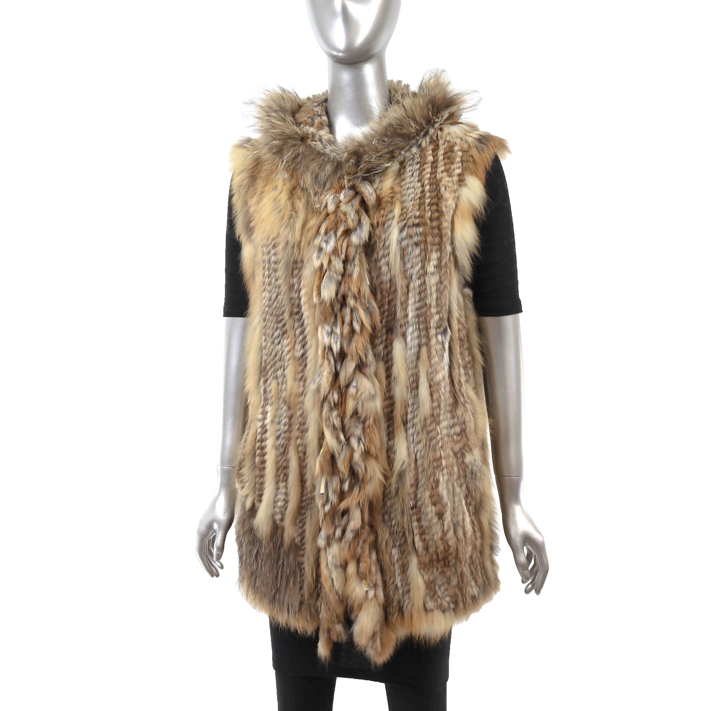 Knitted Hooded Rabbit Vest- Size M