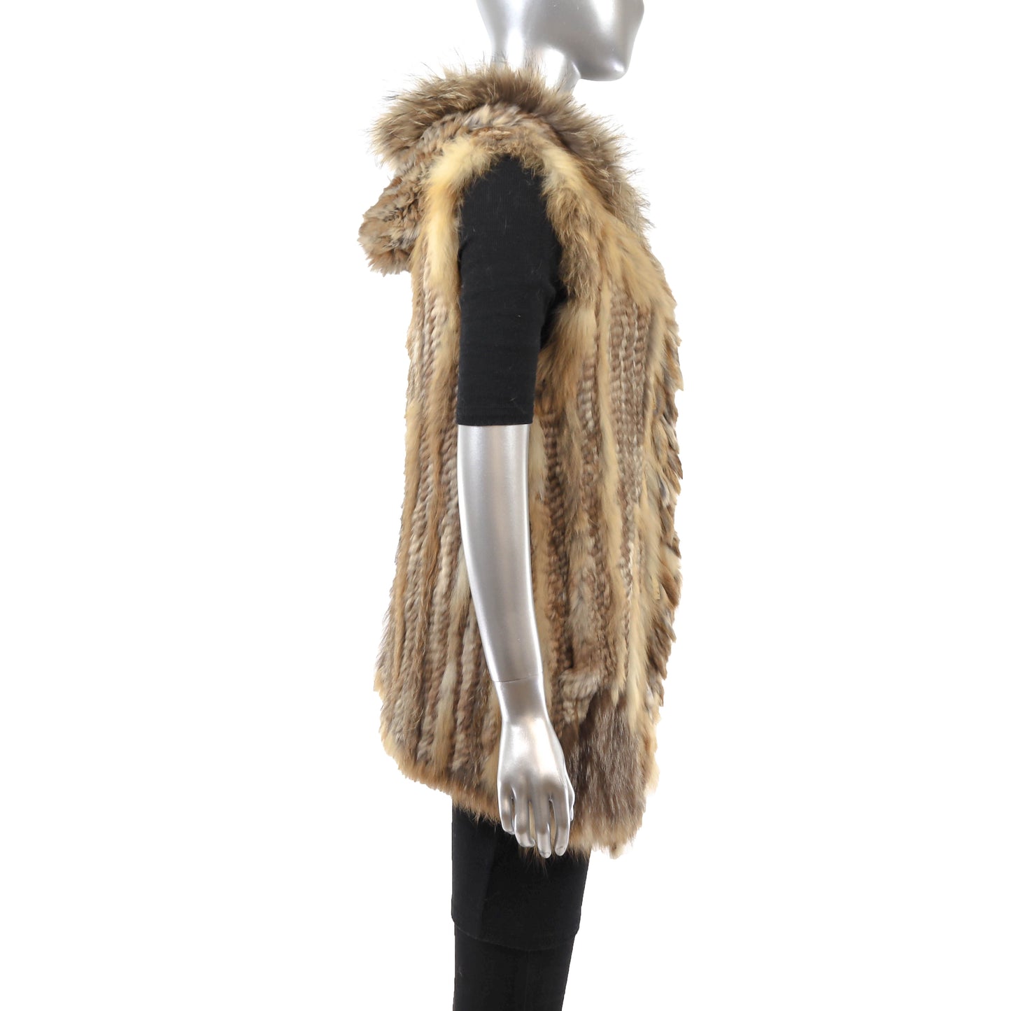 Knitted Hooded Rabbit Vest- Size M