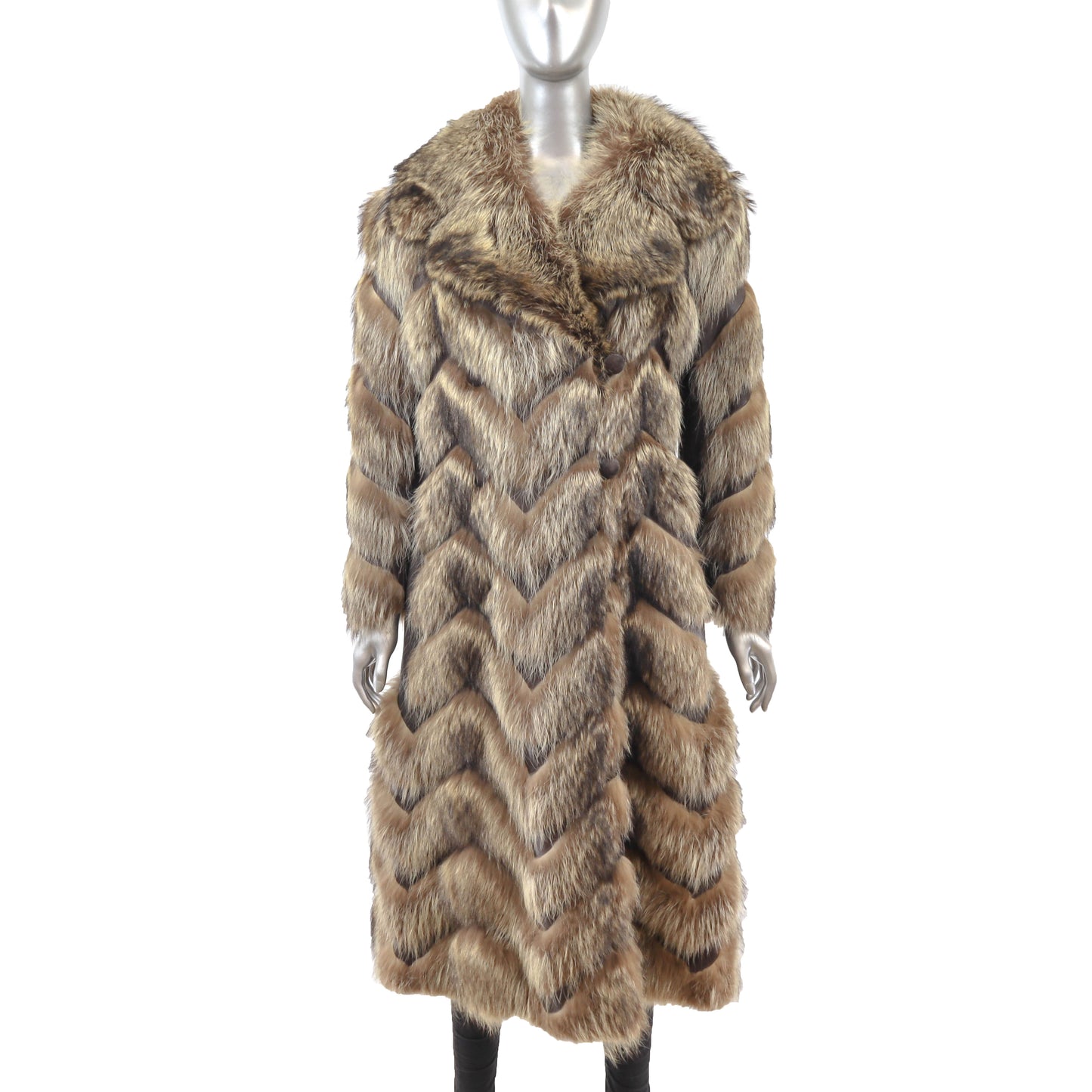 Raccoon Coat with Leather- Size S
