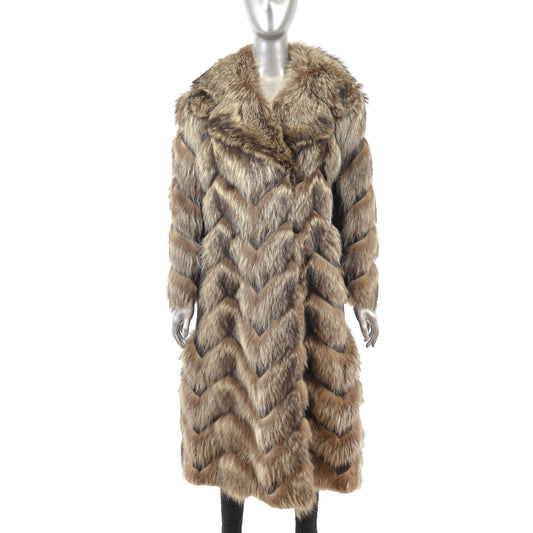 Raccoon Coat with Leather- Size S