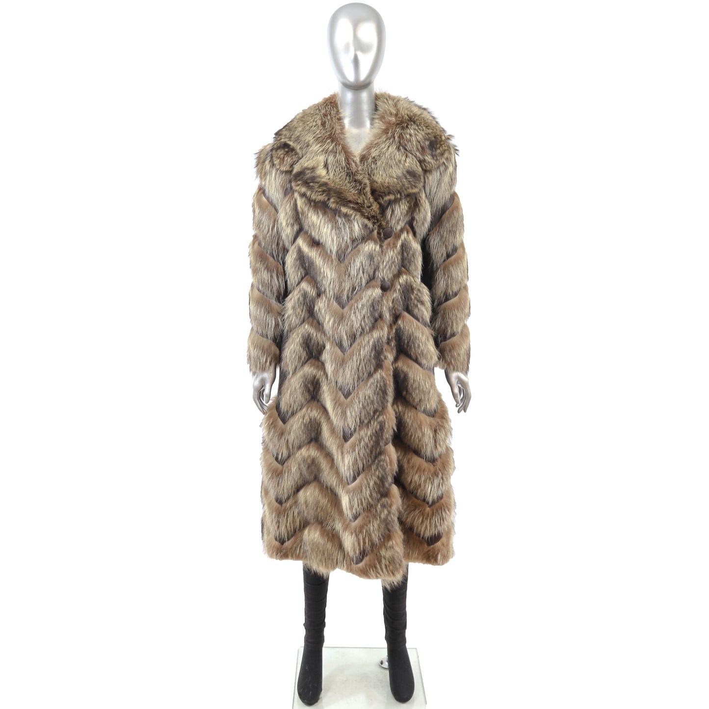 Raccoon Coat with Leather- Size S