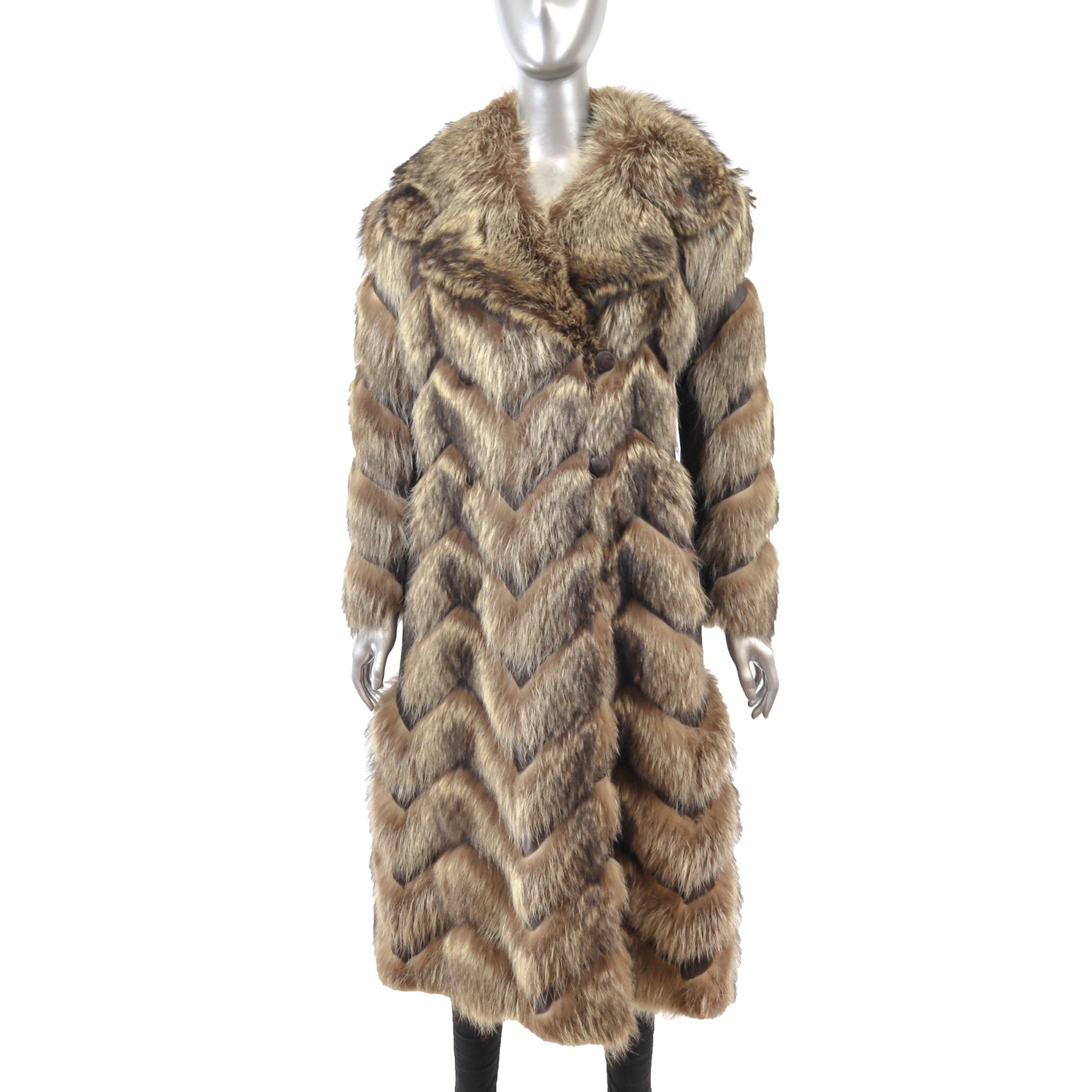 Raccoon Coat with Leather- Size S