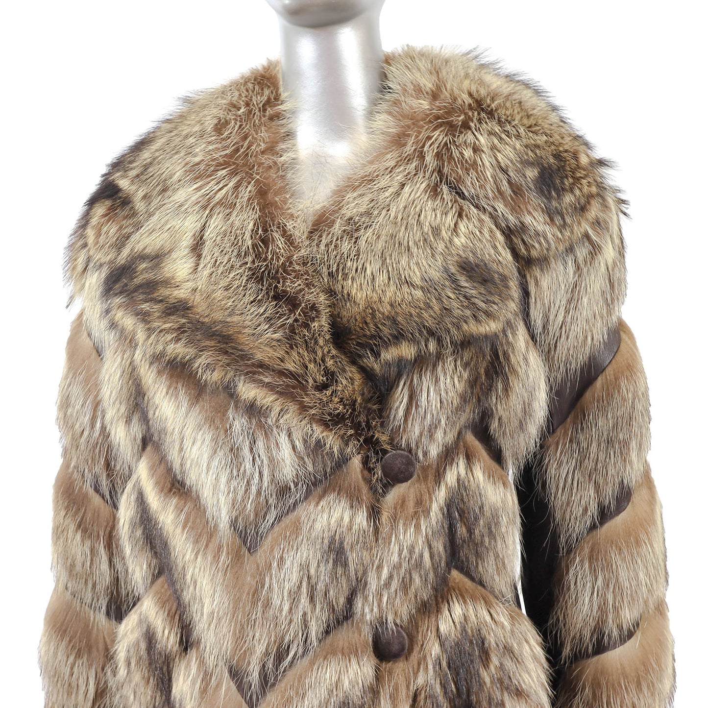 Raccoon Coat with Leather- Size S