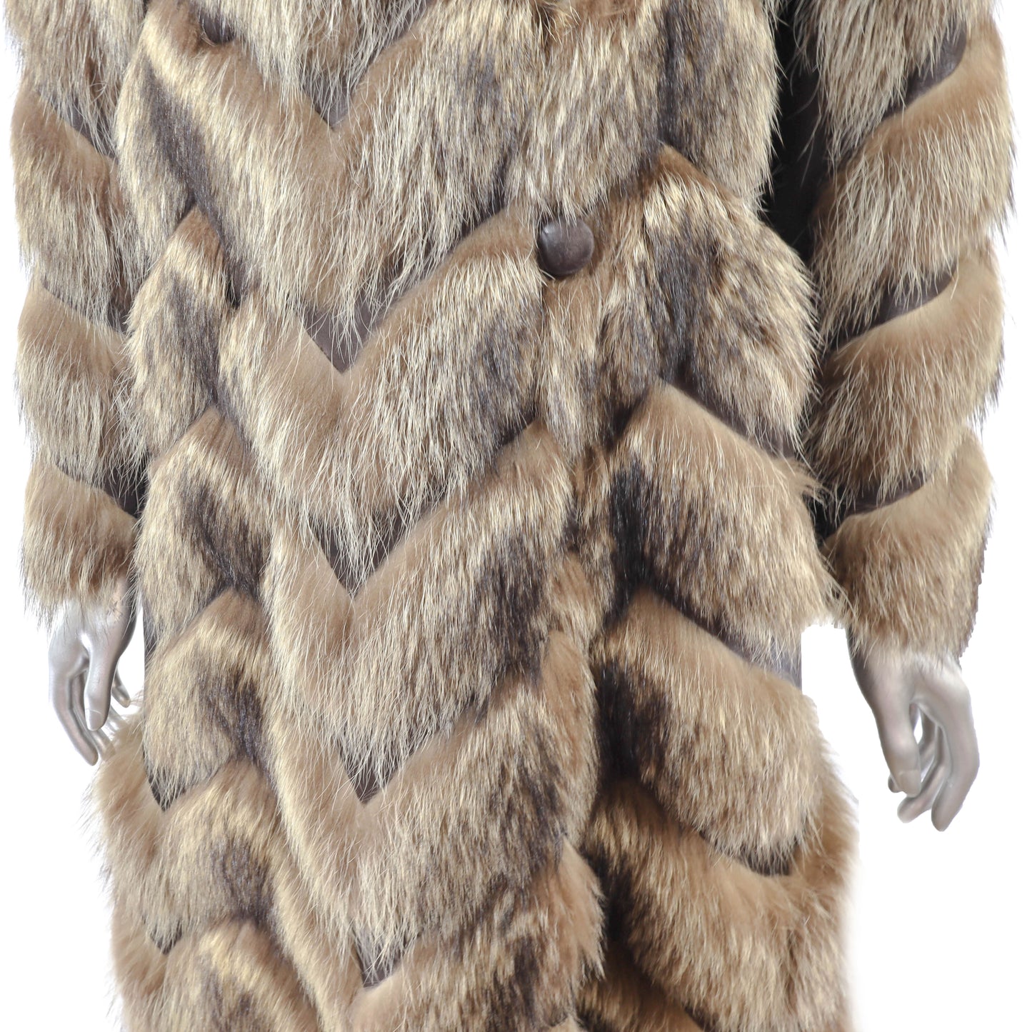 Raccoon Coat with Leather- Size S