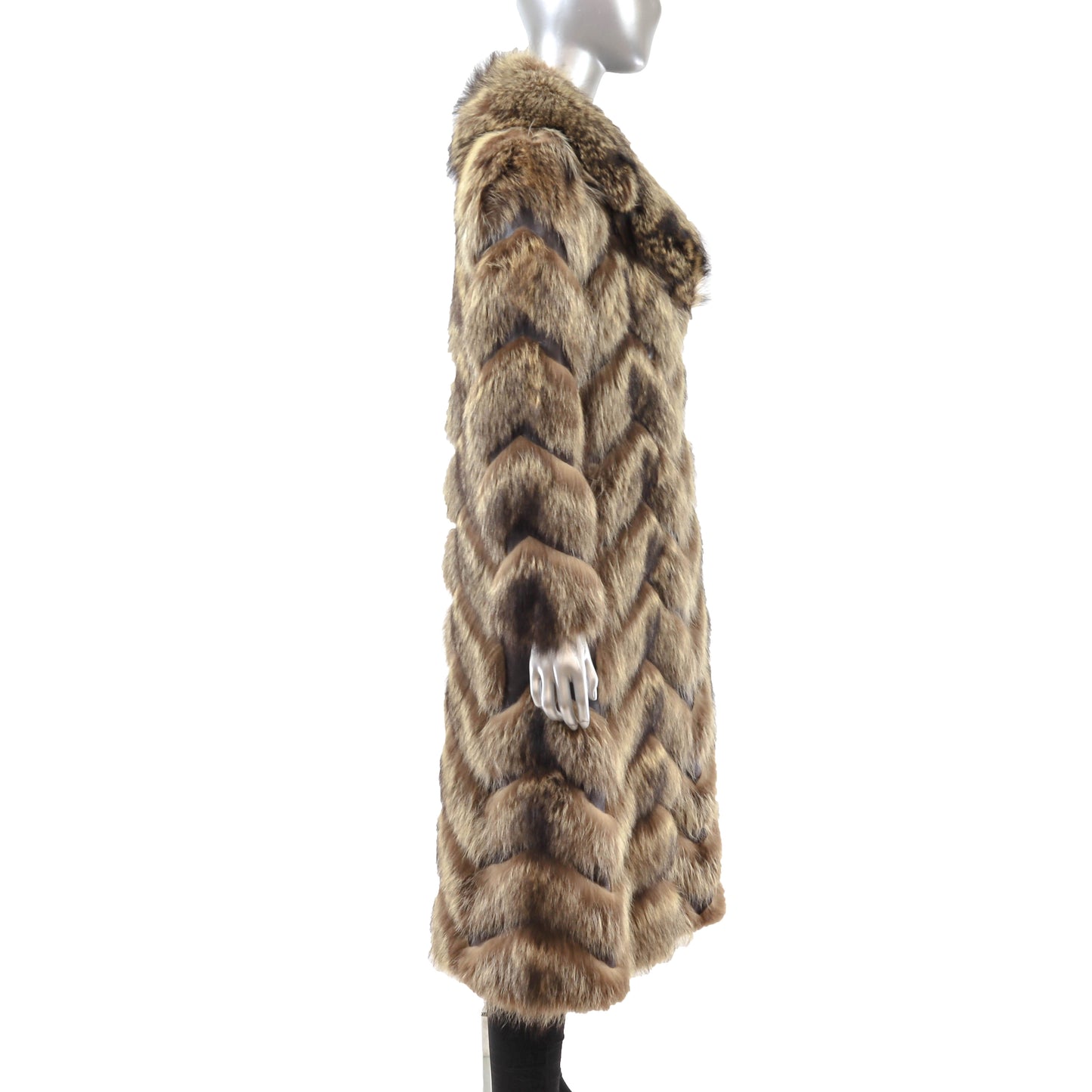 Raccoon Coat with Leather- Size S