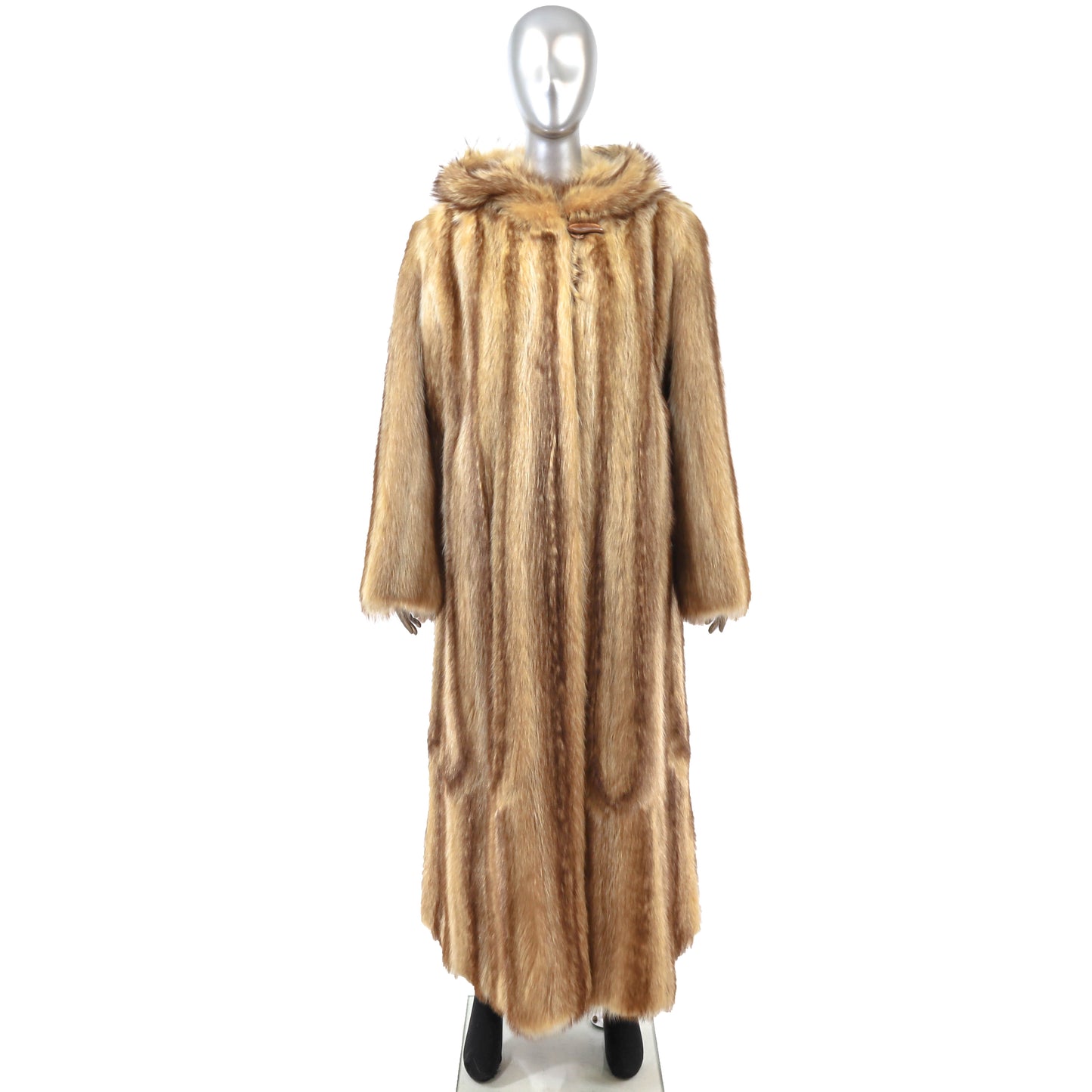 Blonde Hooded Raccoon Coat- Size L