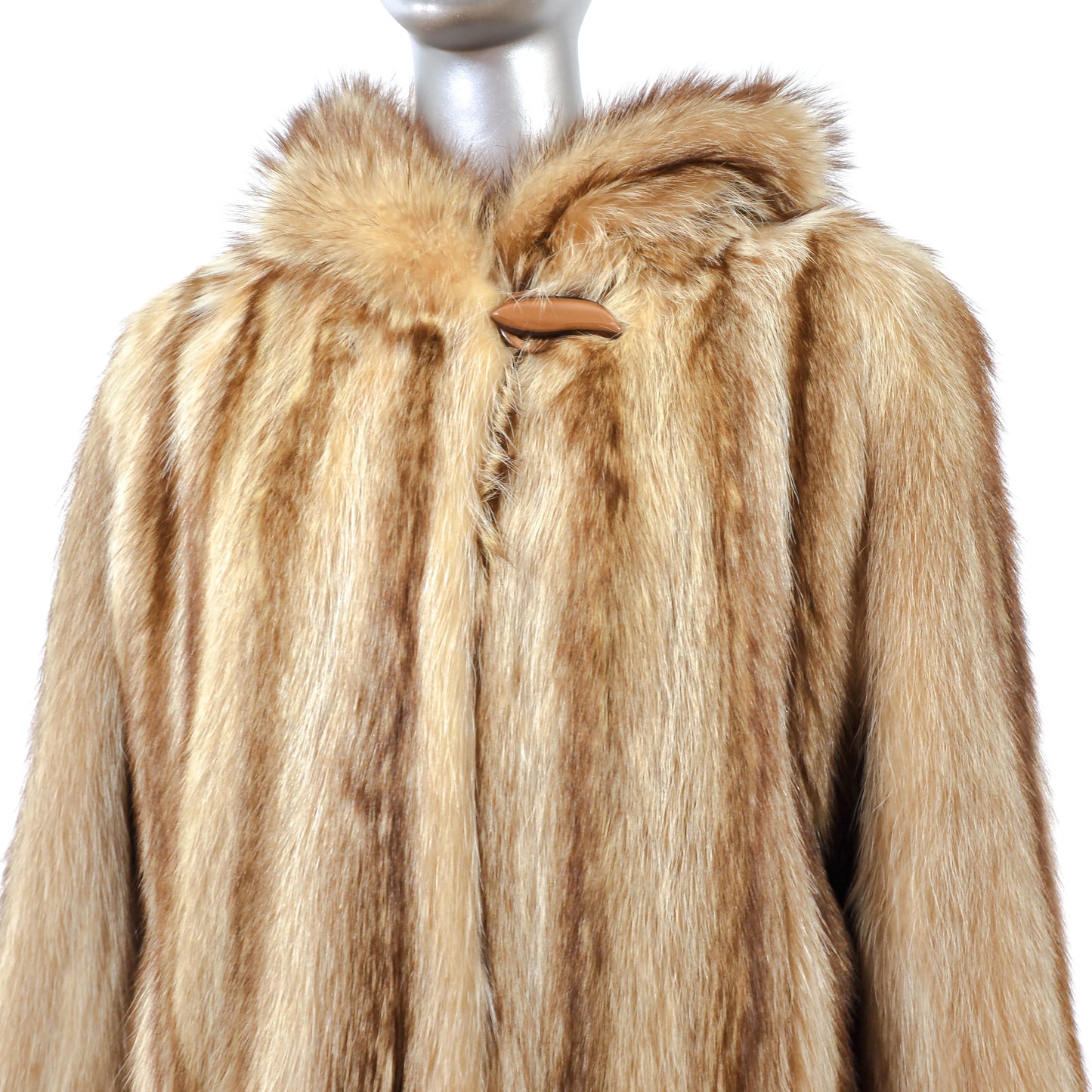 Blonde Hooded Raccoon Coat- Size L