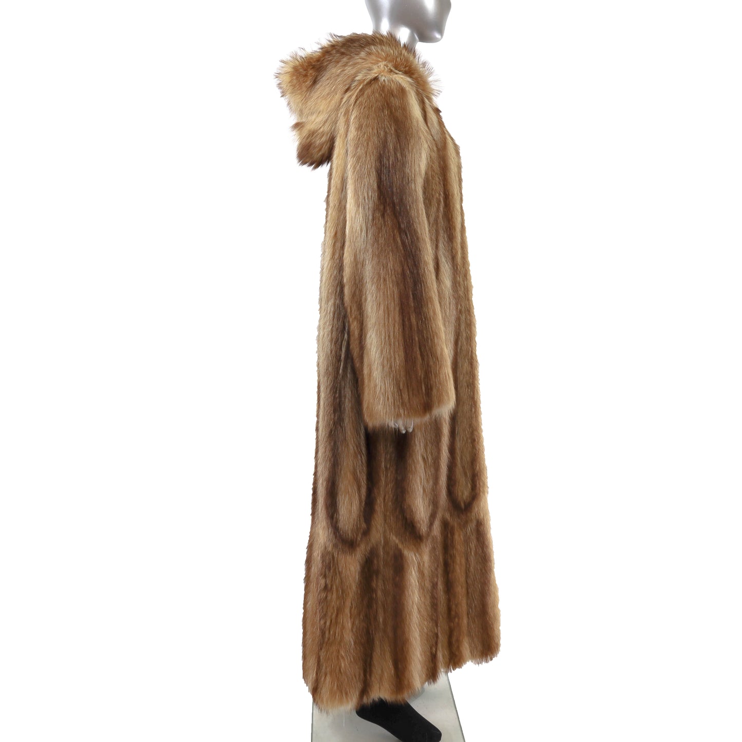 Blonde Hooded Raccoon Coat- Size L